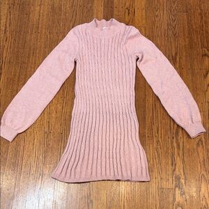 Abercrombie Kids Blush Pink Cable Knit Sweater Dress – Girls 11/12 – Long Sleeve